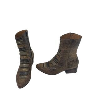 Calleen Cordero Women's Brown Leather Ankle Booties Size 6.5